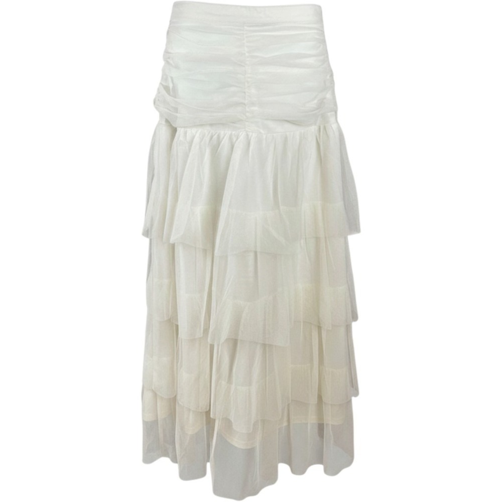 Listicle Cream Ruched Tiered Tulle Maxi Skirt S Whimsigoth/Coquette/Balletcoem